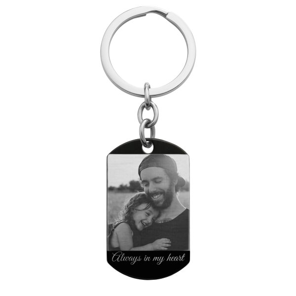 Best Dad Little Girl Stainless Steel Engraved Memorial Text Personalized Photo Dog Tag Keychain
