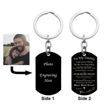 Best Dad Little Girl Stainless Steel Engraved Memorial Text Personalized Photo Dog Tag Keychain