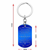 Best Dad Little Girl Stainless Steel Engraved Memorial Text Dog Tag Keychain Blue