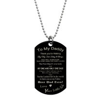 Best Dad Stainless Steel Engraved Memorial Text Dog Tag Pendant Necklace, 24 in