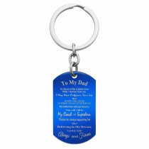 Personalized Photo Text Dog Tag Pendant Keychain Son Daughter Dad Men Coach Superhero Blessing Family Love Blue