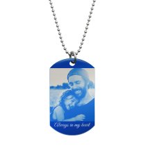 Superhero Coach Dad Personazlied Photo Text Dog Tag Military Keychain Pendant Son or Daughter, 24 in Blue
