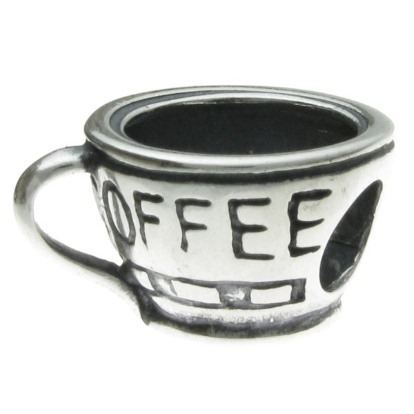 Sterling Silver Coffee Cup Mug Bead Charm for Pandora Biagi Troll Chamilia