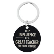 Influence of Great Teacher Engraved Text Circle Round Dog Tag Pendant Keychain Son Daughter Dad Mom Blessing Family Teacher's Day Gift for Him / Her