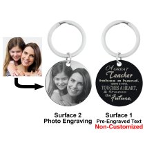 Personalized Photo + a Great Teacher Shapes the Future Circle Round Dog Tag Pendant Keychain Great Teacher Graduation Gift Keepsake