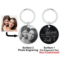 Personalized Photo + She Believed She Could so She Did Circle Round Dog Tag Pendant Keychain Great Teacher Graduation Gift Keepsake
