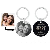 Personalized Photo + It Takes a Big Heart to Shape Little Minds Circle Round Dog Tag Pendant Keychain Great Teacher Graduation Gift Keepsake