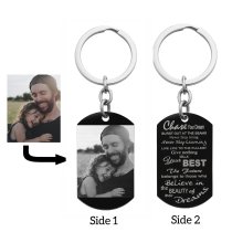 Personalized Photo + Chase Your Best Dream Dog Tag Keychain Keepsake Gift