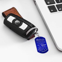 Blue Chase Your Best Dream Engraved Text Dog Tag Pendant Keychain Keepsafe Gift