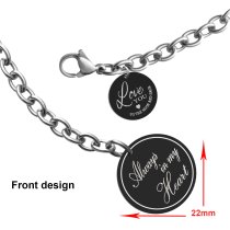 Qina C Personalized Engraved Photo/text Stainless Steel Round Disc Tag Ajustable Chain Bracelet Anniversary Birthday Gift F/ Him Her