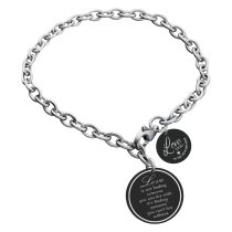 Qina C True Love Personalized Engraved Text Round Disc Tag Adjustable Chain Bracelet Anniversary Birthday Gift F/ Him Her
