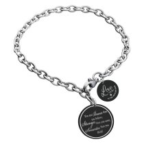 Qina C Braver Stronger Smarter Personalized Engraved Text Round Disc Tag Ajustable Chain Bracelet Anniversary Birthday Gift F/ Him Her
