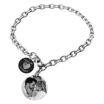 Qina C Braver Stronger Smarter Personalized Engraved Photo/text Round Disc Tag Ajustable Chain Bracelet Anniversary Birthday Gift F/ Him Her