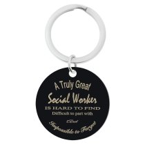 Personalized Photo + Great Social Worker Circle Round Dog Tag Pendant Keychain Great Teacher Graduation Gift Keepsake