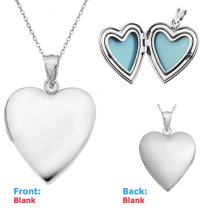 Qina C Sterling Silver Love Heart Photo Locket Holds Picture Pendant Necklace