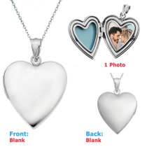 Qina C Sterling Silver Love Heart Locket Holds Picture Pendant Necklace, Personalized Photo