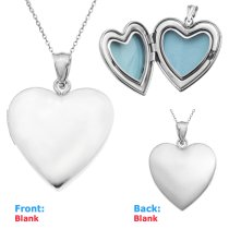 Qina C Sterling Silver 24mm Love Heart Photo Locket Holds Picture Pendant Necklace