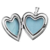 Qina C Sterling Silver Love 24mm Heart Photo Locket Holds Picture Pendant Necklace, Custom Text