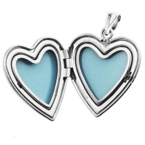 Sterling Silver 20mm Swirl Flower Love Heart Photo Locket Holds Picture Pendant Necklace, Custom Text