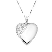 Sterling Silver 24mm Swirl Flower Love Heart Photo Locket Holds Picture Pendant Necklace, Personalized Photo
