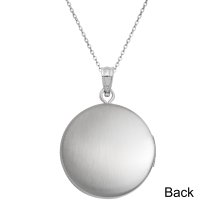 Qina C Sterling Silver 20mm Diamond Round Photo Locket Holds Picture Pendant Necklace, Personalized Photo