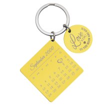 Custom Engraved Personalized Calendar Date with Love U to the Moon & Back Stainless Steel Dog Tag Keychain