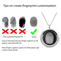 Stainless Steel Oval Personalized Fingerprint + Text Engraving Custom Dog Tag Key Chain