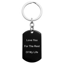Stainless Steel Personalized Oval Fingerprint + Backside Text Engraving Custom Dog Tag Key Chain