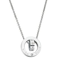 316 Stainless Steel Personalized Dual Ring Love Dangle Charm Rolo Chain Necklace, 18″+1″ Extender