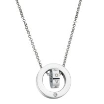 316 Stainless Steel Personalized Dual Ring Love Dangle Charm Rolo Chain Necklace, 18"+1" Extender