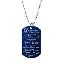 Chase Your Dream Stainless Steel Engraved Text Personalzied Photo Dog Tag Pendant Necklace, 24 in Blue
