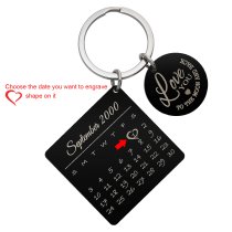 Custom Engraved Photo Personalized Calendar Date with Love U to the Moon & Back Stainless Steel Dog Tag Keychain