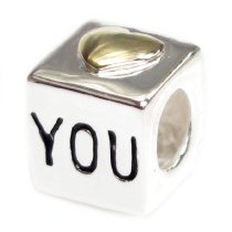 Sterling Silver Simulated Coral Rose Love You Cube Daisy Flower Bead Charm Sets for Pandora Troll Chamilia Biagi European Charm Bracelets