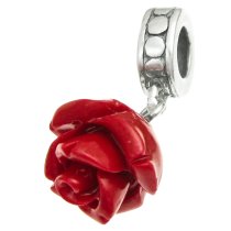 Sterling Silver Simulated Coral Rose Love You Cube Daisy Flower Bead Charm Sets for Pandora Troll Chamilia Biagi European Charm Bracelets