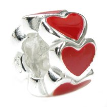 Sterling Silver Red Enamel Heart Daisy Flower Love You Cube Bead Charm Sets for Pandora Troll Chamilia Biagi European Charm Bracelets