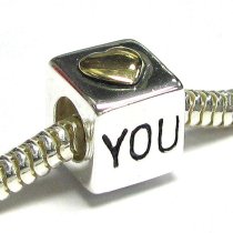 Sterling Silver Red Enamel Heart Daisy Flower Love You Cube Bead Charm Sets for Pandora Troll Chamilia Biagi European Charm Bracelets