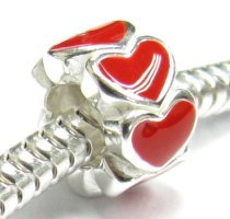 Sterling Silver Red Enamel Heart Daisy Flower Love You Cube Bead Charm Sets for Pandora Troll Chamilia Biagi European Charm Bracelets