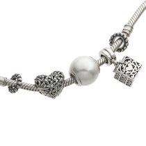Sterling Silver White Simulated Pearl Memory Locket Leaft Flower Heart Bead Charm Sets for Pandora Troll Chamilia Biagi European Charm Bracelets