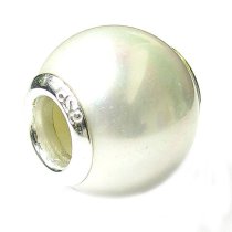 Sterling Silver White Simulated Pearl Memory Locket Leaft Flower Heart Bead Charm Sets for Pandora Troll Chamilia Biagi European Charm Bracelets