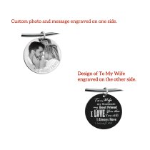 Qina C. To My Wife My Soulmate Engraved Pesonalized Photo and Message Round Disc Charm Adjustable Wire Bangle Bracelet