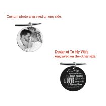 Qina C. To My Wife My Soulmate Engraved Pesonalized Photo Round Disc Charm Adjustable Wire Bangle Bracelet