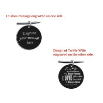 Qina C. To My Wife My Soulmate Engraved Pesonalized Message Round Disc Charm Adjustable Wire Bangle Bracelet