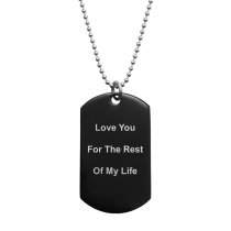 To My Husband Soulmate Best Friend Back Side Text Engraving Custom Dog Tag w/ Dot Ball Chain Necklace 24" - Handmade