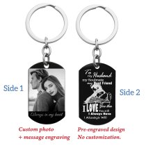 To My Husband Soulmate Best Friend Photo Engraving Custom Dog Tag Key Chain - Handmade