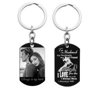 To My Husband Soulmate Best Friend Photo Engraving Custom Dog Tag Key Chain - Handmade