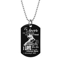 To My Lover My Soulmate Custom Dog Tag w/ Dot Ball Chain Necklace 24″ - Handmade