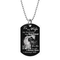 To My Wife My Soulmate My Best Friend Custom Dog Tag w/ Dot Ball Chain Necklace 24″ - Handmade