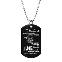 To My King My Husband Custom Dog Tag w/ Dot Ball Chain Necklace 24″ - Handmade