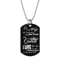 To My Queen My Wife Custom Dog Tag w/ Dot Ball Chain Necklace 24″ - Handmade