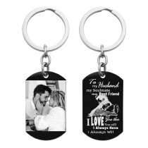 To My Husband Soulmate Best Friend Photo Engraving Custom Dog Tag Key Chain - Handmade
